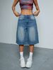 Women’s Premium Washed Straight Leg Denim Shorts – High Waist Loose Fit Casual Mid-Length Summer Shorts_ecoleips.com