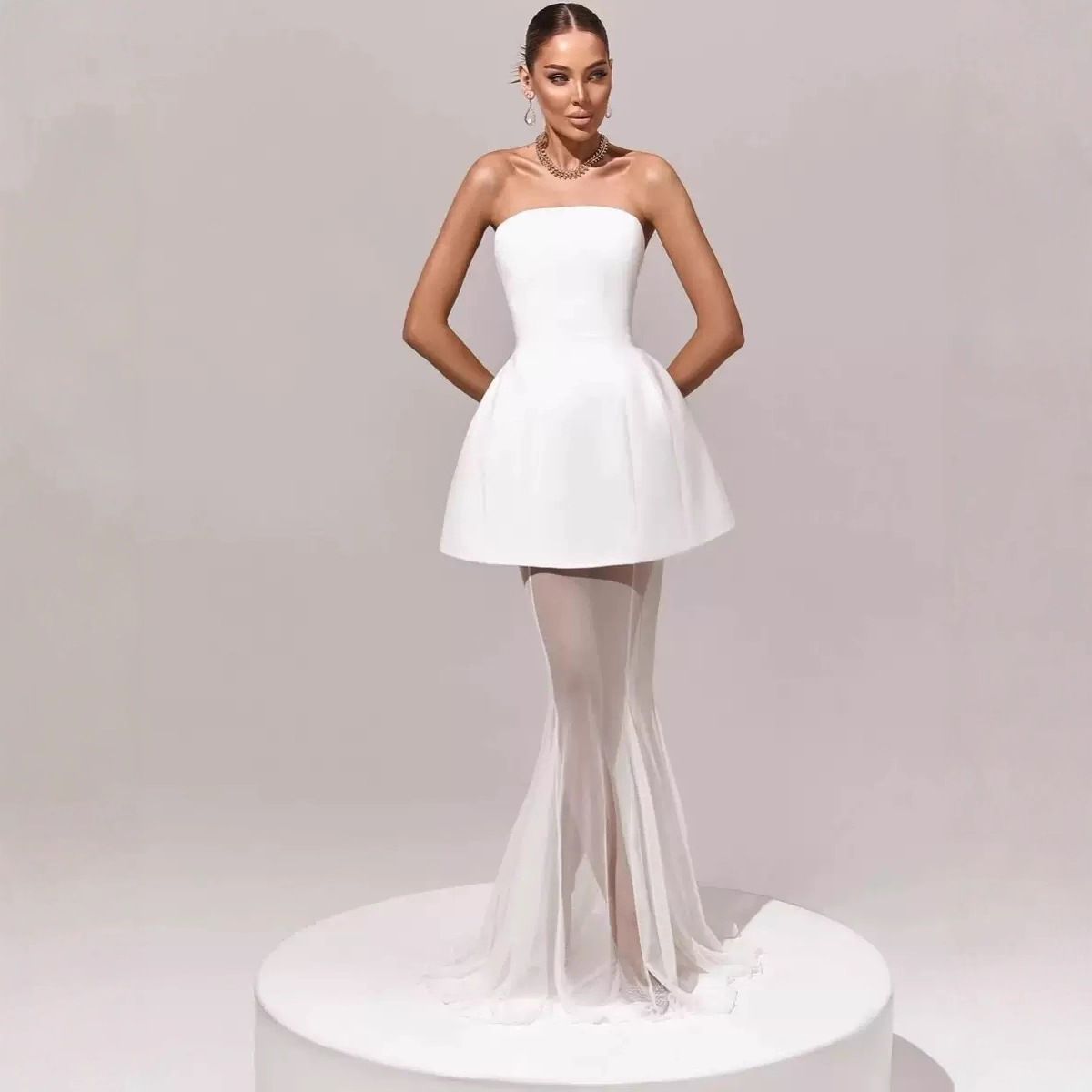 Women's Clothing Trendy Off-Shoulder Bodycon Dress – Stretchable Peplum Mini Dress (S-XL, Black/White)_ecoleips.com
