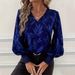 K Classic Leopard Print V-neck Lantern Sleeve Long Sleeved Shirt_ecoleips.com