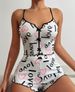 2025 New Products Heart shaped Printed Contrast Color Home Clothes Front Slit Suspender Pajamas Set_ecoleips.com