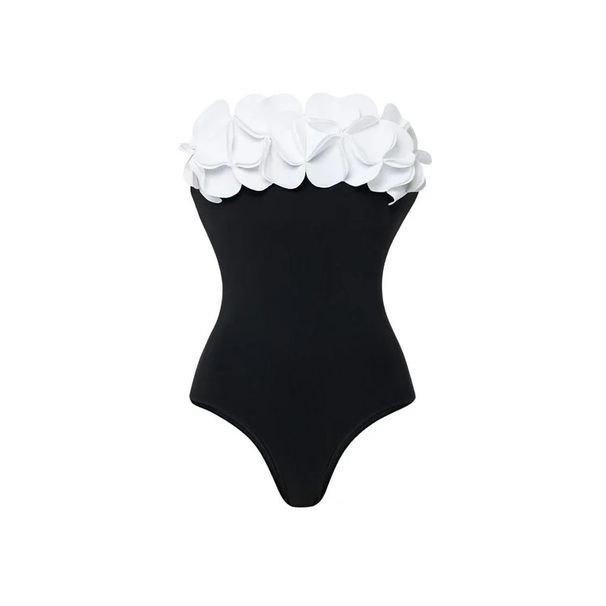 Women's Clothing Swimsuit New 3d Flower Tube Top Fresh Green One Piece Swimsuit Wrap Skirt Suit Female_ecoleips.com