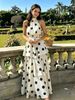 New 2026 Polka Dot Print Halter Neck Sleeveless Top And Cake Skirt Set for Women European American Cross Border Independent Websites_ecoleips.com
