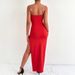 Women's Clothing New V Neck Sexy Slim Backless Slit Sling Dress Long Sleeveless Dress_ecoleips.com