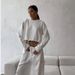Casual Retro Tooling Suit Women's Autumn And Winter Loose Short T-shirt Trousers Drawstring Sweatpants Two-piece Set_ecoleips.com