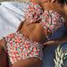 Floral Lace Bikini Set – Sexy Triangle Top & High-Leg Bottom, Adjustable Ties (Red Floral Print, S-L)_ecoleips.com