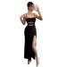 Women's Clothing Hollow Sexy Suspender Dress Simple Black Banquet Long Skirt_ecoleips.com