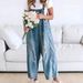 Women's Retro Distressed Wide Leg Jumpsuit Loose Comfortable Casual Denim Romper Fashionable 2025 European American Style_ecoleips.com
