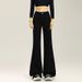 Women's Clothing Korean Style Fleece Lined Wide Leg Flared Jeans Versatile Denim Classic Hot Style For Autumn Winter Regular Fit Solid_ecoleips.com