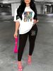Women's Casual And Fashionable New York Letter Pattern Printed Loose T-shirt+cropped Pants Two-piece Home Sportswear Daily Wear-377_ecoleips.com