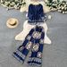 Women's Clothing Printed Slimming Two Piece Set V Neck Lantern Sleeve Top High Waisted Wide Leg Pants Fashion Trend Mature Sophisticated_ecoleips.com