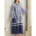 Women's Clothing New Style Stitching Contrast Color Retro Pattern Women's Robe Loose Fashion Dress Women Autumn And Winter_ecoleips.com
