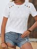 Women's Summer Elegant Solid T Shirt Casual Office Lady O Neck Shirt Button Fashion Female Tops_ecoleips.com