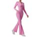 Women's Clothing New Nude Zipper Long Sleeved Yoga Jumpsuit Slim Fit Fitness Flared Pants Hot Girl Pants_ecoleips.com