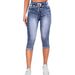 Women’S Distressed Stretch Capri Jeans – Streetwear Style With Drawstring Waist & Ripped Details_ecoleips.com