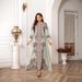 Kaftan High Density Hot Diamond Beading Printing Muslim Women's Robe Elegant Dress_ecoleips.com