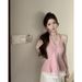 Hot Girl Style Sexy Backless Halter Neck Camisole For Women, 2026 Summer New Twist Slim-fit Knitted Korean-style Top_ecoleips.com