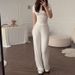 Women's Clothing New Fashion Round Neck Slim Casual Versatile Loose Elastic Wide Leg Pants Suit Women_ecoleips.com