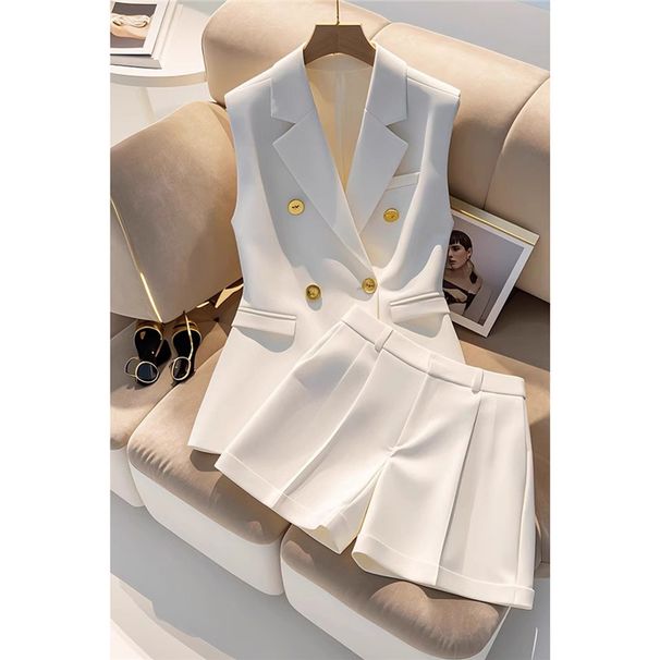 Women's Clothing Summer Petite Outfit High End Important Occasions White Vest Shorts Suit For Women_ecoleips.com