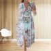 Summer Chiffon Printed Long Dress V Neck Evening Gown for Women with Long Sleeves And Slit Cross Border E Commerce 2023_ecoleips.com