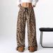 2025 Women's Pajama Pants Autumn Leopard Print Loose Plush Pants -Loose Color Blocking Pajama Trousers Women Clothing_ecoleips.com