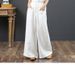 Suitable For All Seasons Cotton Loose Wide-Leg High-Waist Floor-Length Straight-Leg Trousers Linen Women's Pants_ecoleips.com
