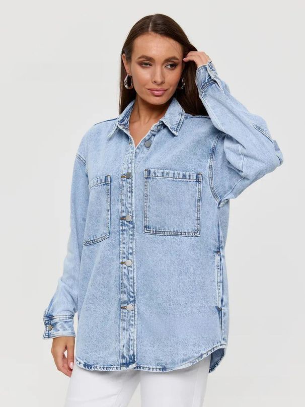 Plus Size Denim Shirt - Oversized Women's Casual Button Down Chambray Top Lightweight Loose Fit Jean Jacket For Women_ecoleips.com