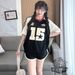 Unisex Raglan Sleeve Color Block Short Sleeve Top With Wide Leg Shorts Set - American Casual Sportswear Outfit_ecoleips.com
