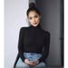 Women's Clothing Long Sleeved High Necked Ribbed Shirt Elastic Slim Fitting Versatile Top Trend_ecoleips.com