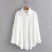 Women’s Clothing Fat MM Plus Size Spring New Casual Women's Wear Wrinkled Cloth Solid Color Long Sleeved Shirt_ecoleips.com