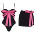European And American Bikini New Black And Pink Color Matching Bow Decoration Sweet Girl Split Swimsuit Suit Female_ecoleips.com