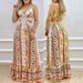 Women's Clothing Printed Sexy Backless Tie Elastic Temperament Elegant Cool Suspenders Female Long Skirt_ecoleips.com