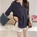 2026 Summer New Korean Fashion Plus Size Crew Neck Striped Shirt Women's Three-Quarter Sleeve Top Loose Casual Shirt_ecoleips.com