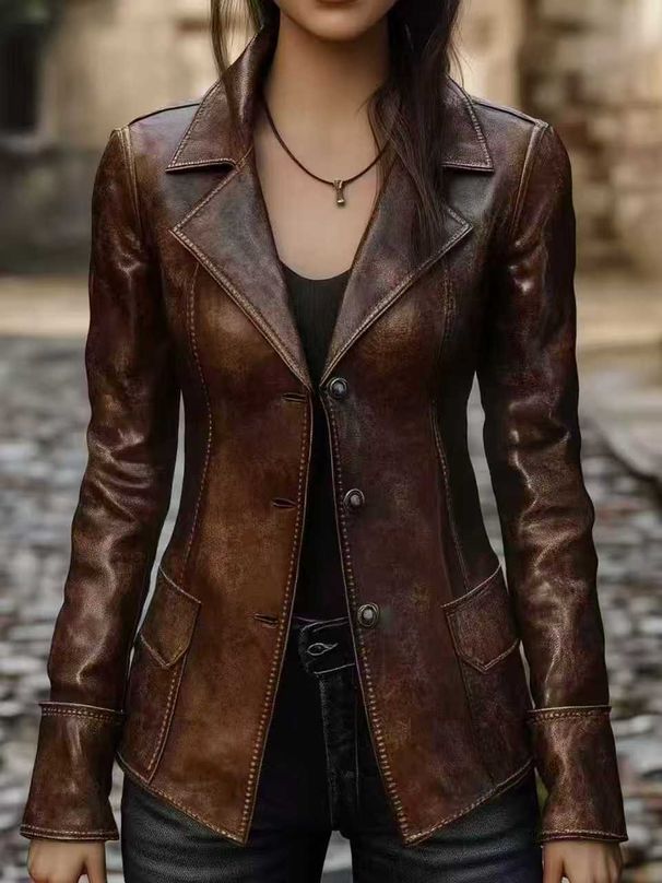 2025 Autumn New European And American Style Elegant Jacket Retro Cool Biker Leather Coat For Women_ecoleips.com