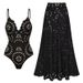 Aria Basics Cross-border Women's Two-piece Swimsuit, European And American Style, New Deep V-neck, Push-up, Backless, Long Cover-up_ecoleips.com