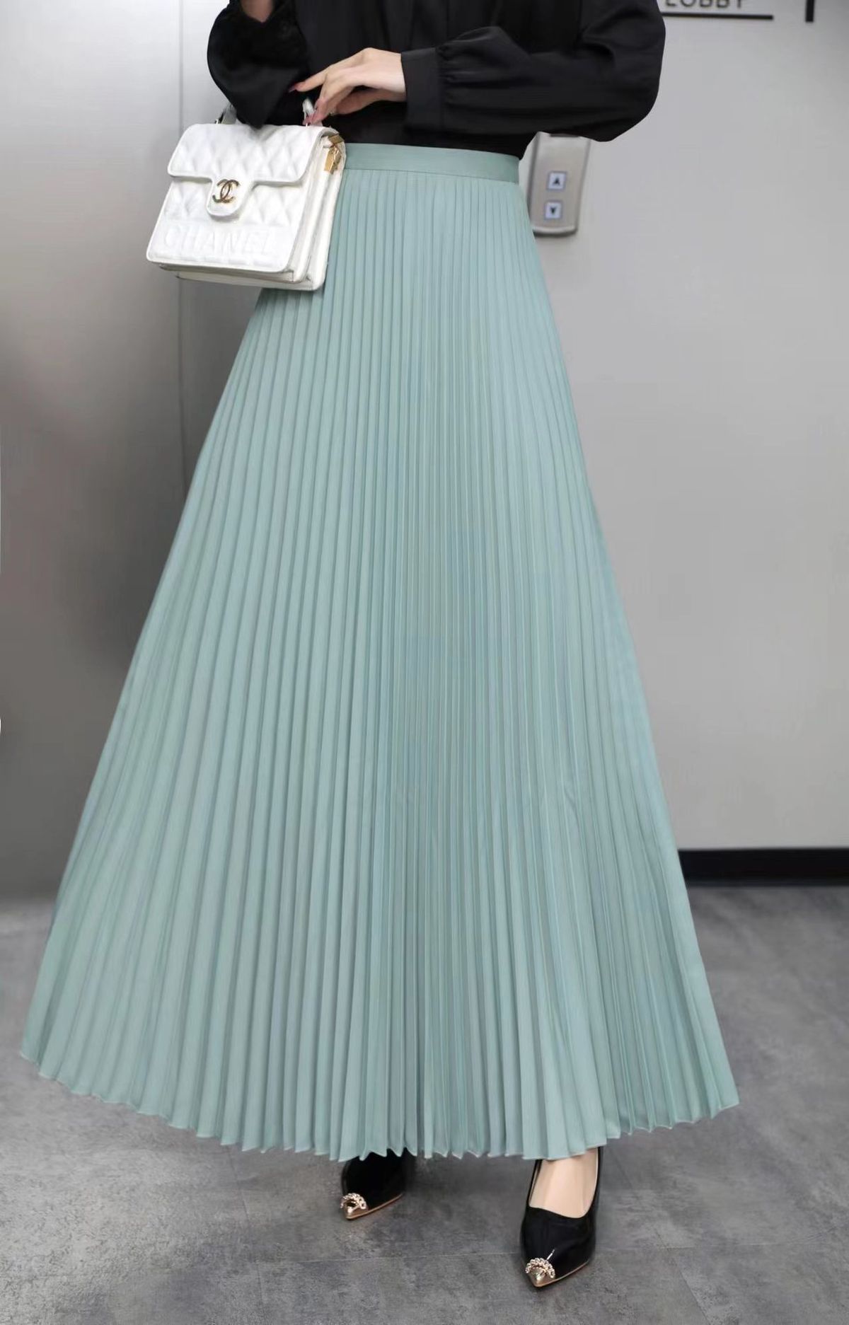 High-Waisted A-Line Midi Skirt 97 Cm Ankle-Length Versatile Slimming Elegant Simple For All Seasons Women's Bottoms_ecoleips.com