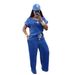 Women's Style Denim Set Round Neck Short Sleeve Top With Tie Waist Loose Straight Leg Trousers_ecoleips.com