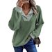 Women's V-Neck Button-Paneled Threaded Long-Sleeved Casual Knit_ecoleips.com