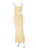 Hugcitar Fashion 2 Pcs Sets Ruffles Solid Sexy Crop Camis Top Patchwork Mesh Maxi Skirt Women Y2K Outfits Beach Festival Club_ecoleips.com