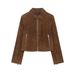 Women's Long Sleeved Jacket Suede Coat European American Style Simple Versatile Autumn_ecoleips.com