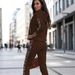 Women's European American Style Casual Vacation Two Piece Set Autumn Winter Printed Long Sleeve Shirt And Trousers_ecoleips.com