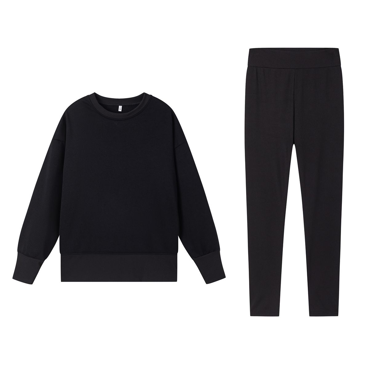 Women's Clothing Casual Long Sleeve Round Neck Sweatshirt Set Autumn/Winter Top And Pants With Slit_ecoleips.com