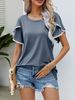 Women's Clothing Round Neck Tassel Tulip Sleeve T Shirt Casual Tops_ecoleips.com