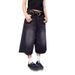 American Black Denim Pants For Women In Autumn And Winter, Loose Cropped Wide Pants, Straight Leg Shorts, Trendy_ecoleips.com
