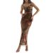 women's Clothing: Mesh Printed Long With Slit, Slim-fit Short-sleeve, Backless, Sleeveless Floral Strap Dress In_ecoleips.com