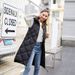 Women's Long Sleeveless Hooded Puffer Vest - Lightweight Quilted Winter Warm Coat For Casual Outfits (Black, Army Green)_ecoleips.com