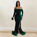 Women's Clothing Fashion Women's Solid Color Slit Evening Dress Low Cut Dress New_ecoleips.com