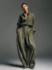 Unisex Oversized Shirt & Pants Set – 90s Vintage Workwear Style (S-XL, Army Green)_ecoleips.com
