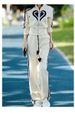 Women's Oversized Tracksuit Set – Wide-Leg Pants & Zip-Up Hoodie ( Fall/Winter, Polyester-Spandex, Streetwear, S-4XL, Black/Beige)_ecoleips.com