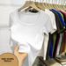 Women's Slim-Fit Ribbed Square Neck T-Shirt Short Sleeve Classic Basic Tee Sophisticated Office Wear Multiple Colors Size M to 4XL_ecoleips.com