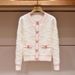 Spring 2027 Fashion Elegant Knitwear Cardigan Women O-Neck Letter Jacquard Single-Breasted Long Sleeve Sweater_ecoleips.com